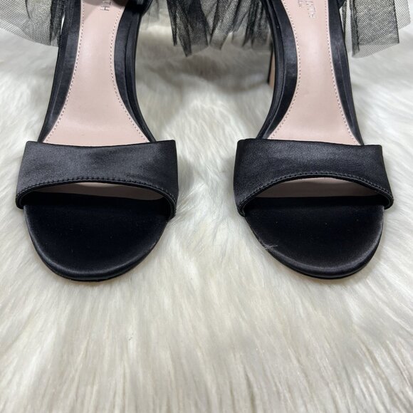 Antonio Melani Born On Fifth Size 8.5 M Black Satin Elle Tulle Bow Back Heels - Picture 4 of 13
